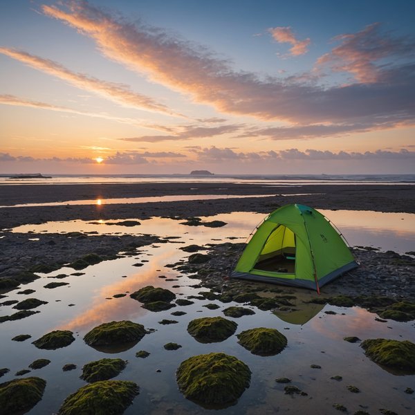 Quels sont les meilleurs conseils pour un camping en bord de mer lors de la marée basse ?